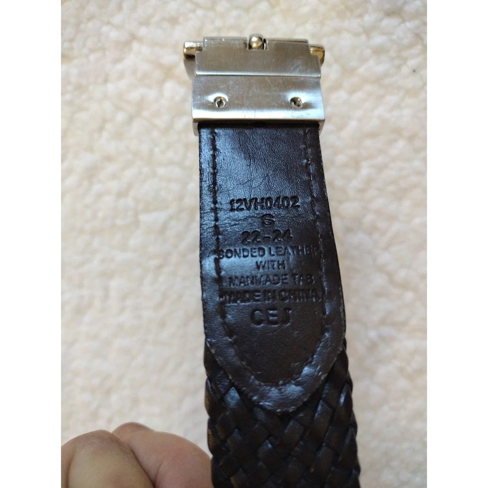Unbranded Braided Belt Boy Small 22-24 Black Silver Buckle Bonded Leather Casual